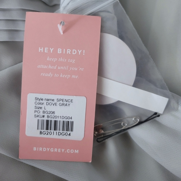 Birdy Grey Spence Convertible Chiffon Dress Dove Gray Size L Bridesmaid Formal - Picture 5 of 7